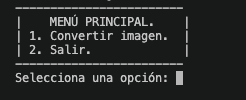 Menú principal de la aplicación